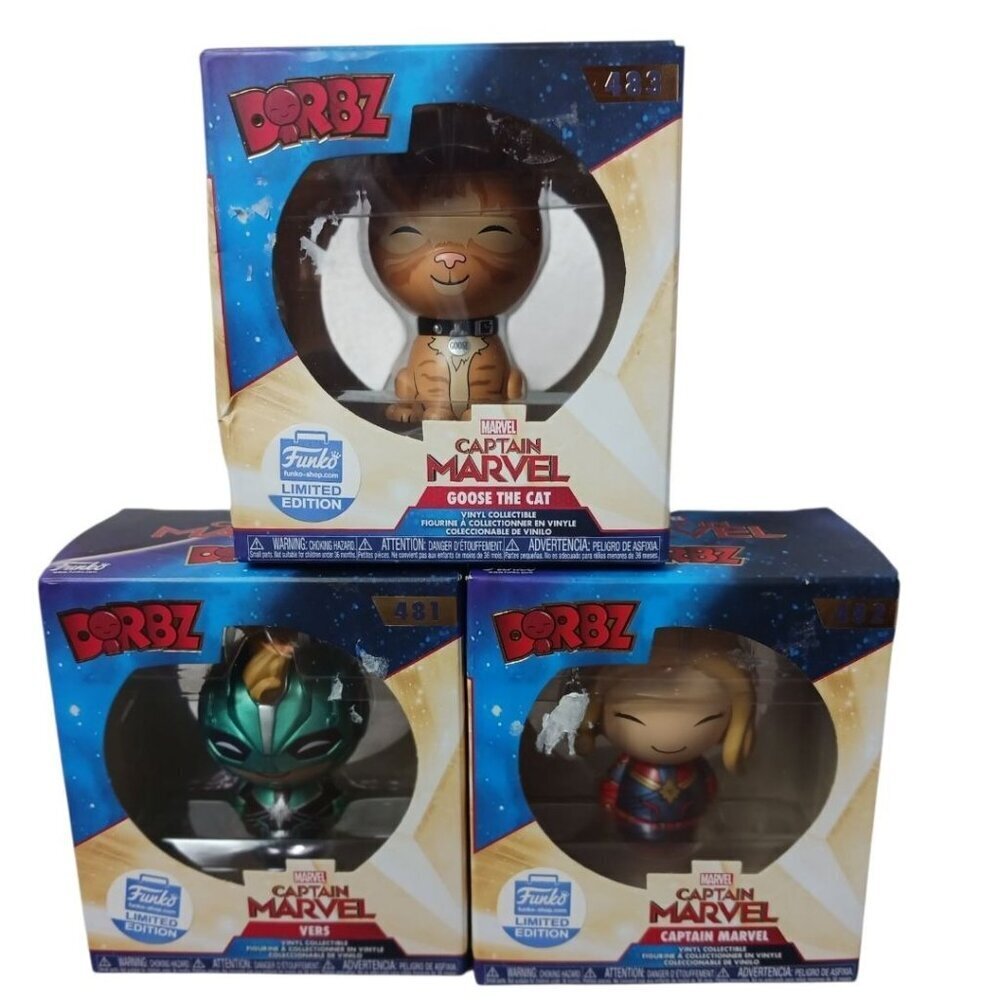 Marvel Captain Marvel Funko Dorbz Vinyl Figures Limited Edition Set Of 3: